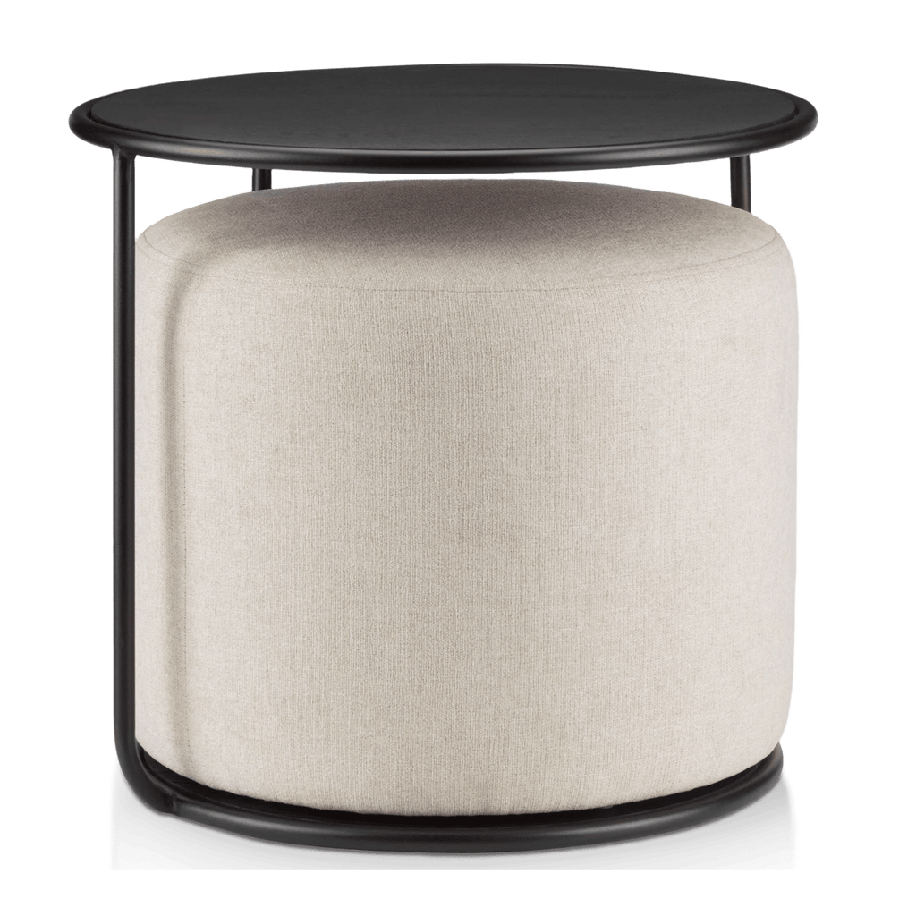 Black Side Table with Ottoman