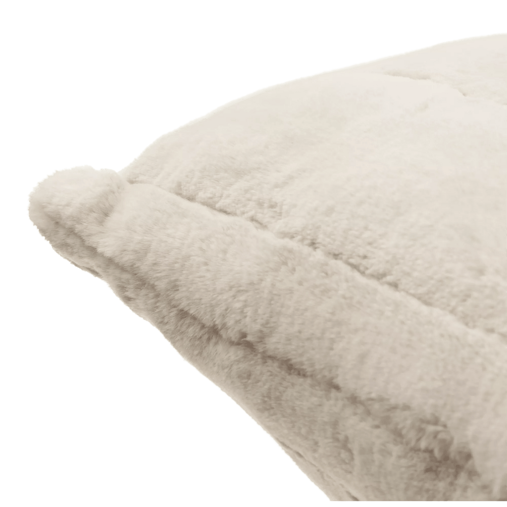 Beige Cougar Faux Fur Throw Pillow