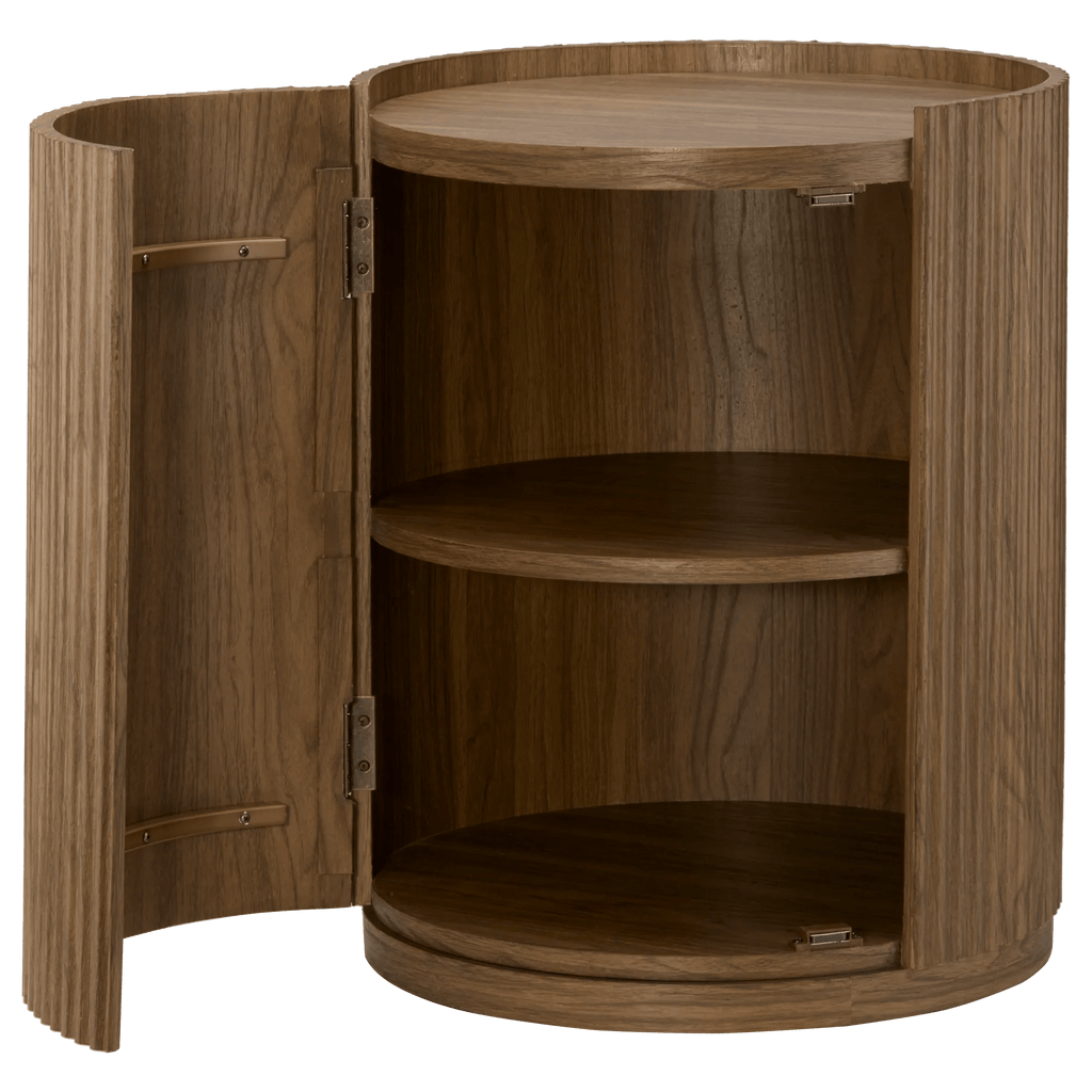Walnut Side Table with Hidden Storage