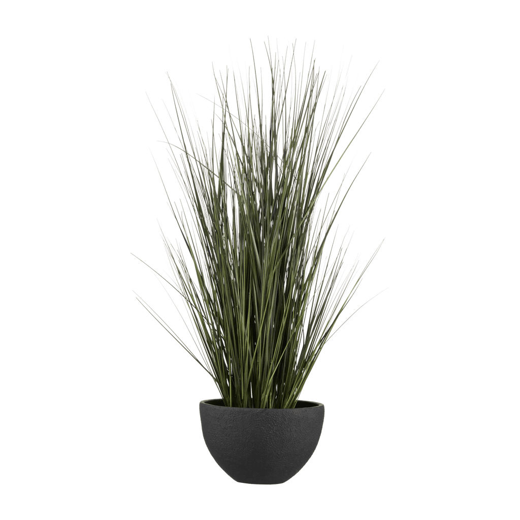 Artificial Grass in Black Ceramic Pot