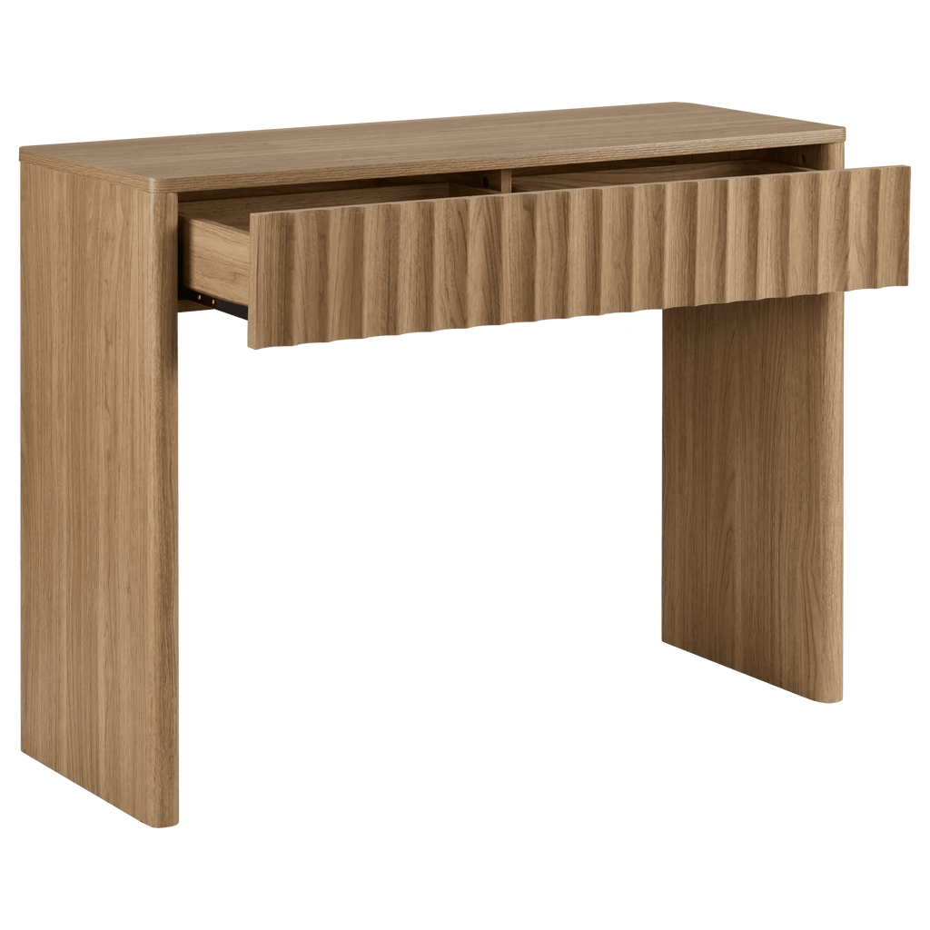 Wood console with ribbed drawer