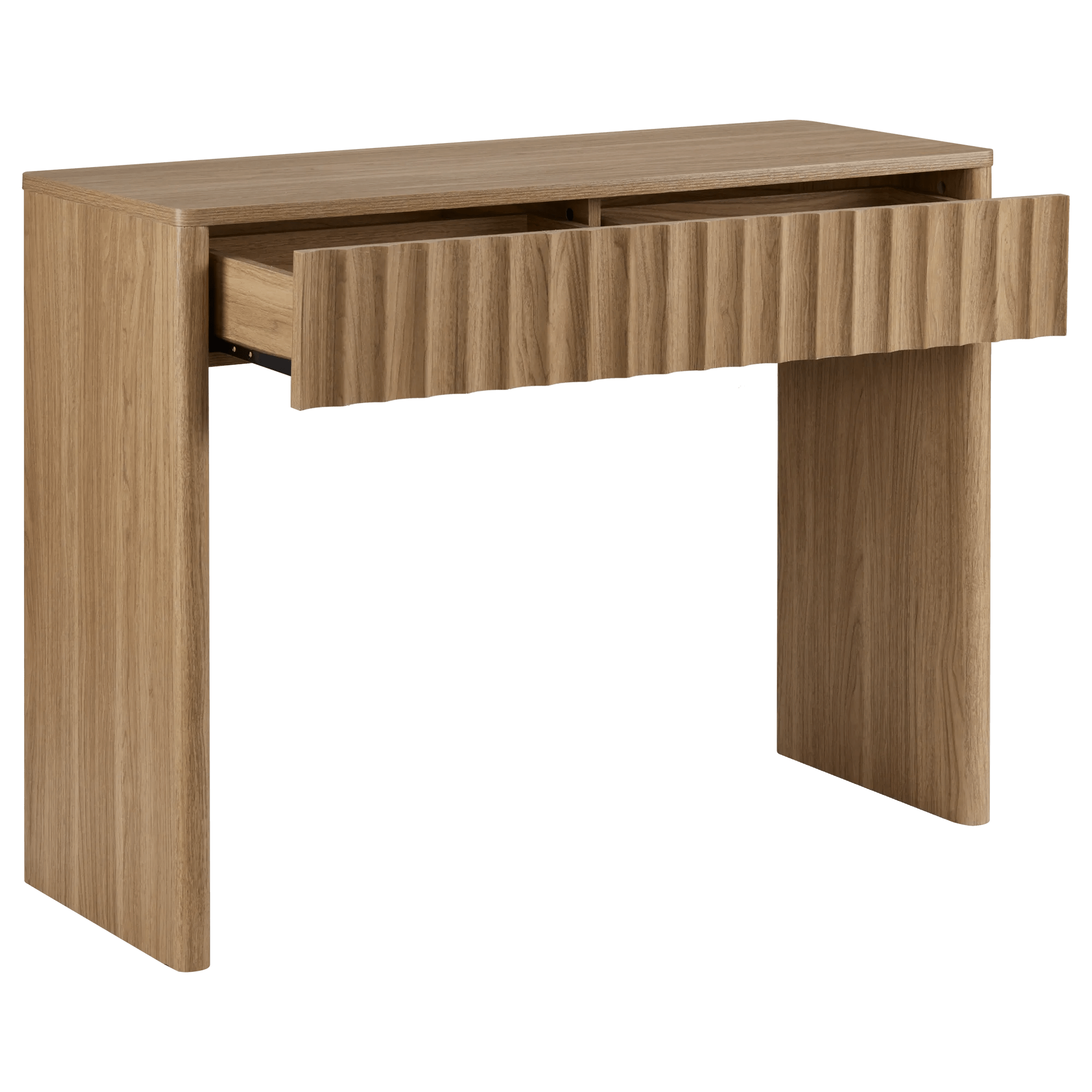 Wood console with ribbed drawer