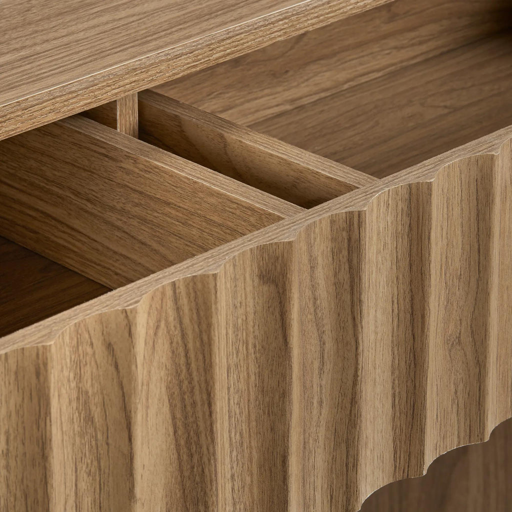 Wood console with ribbed drawer
