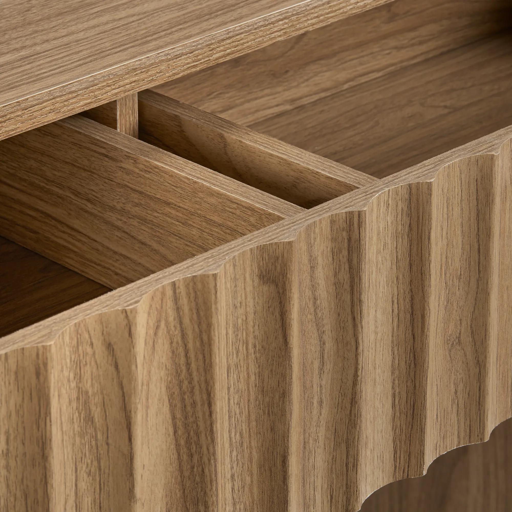 Wood console with ribbed drawer