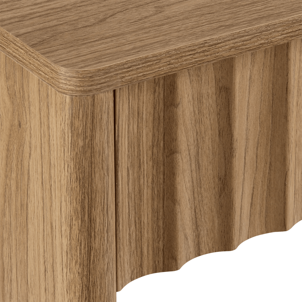 Wood console with ribbed drawer