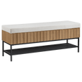 Fabric and Wood Storage Bench