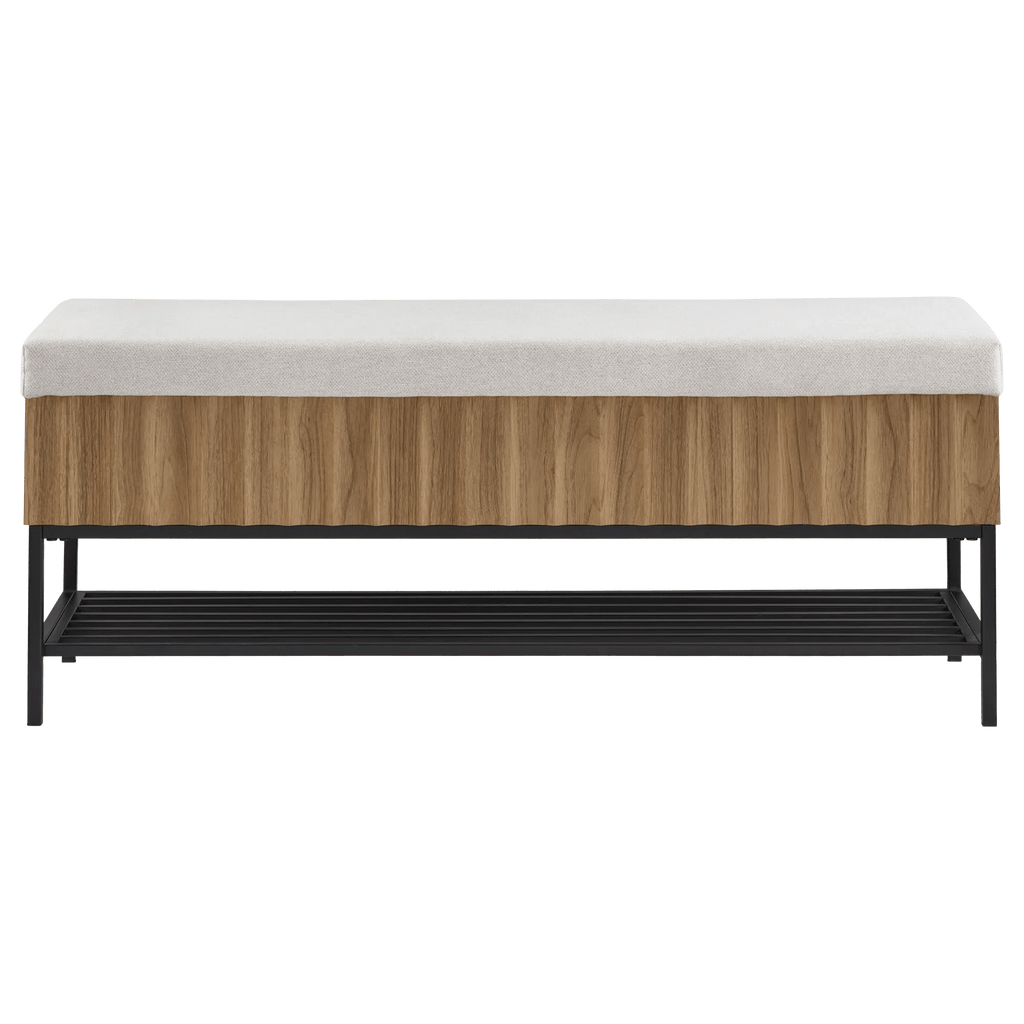 Fabric and Wood Storage Bench