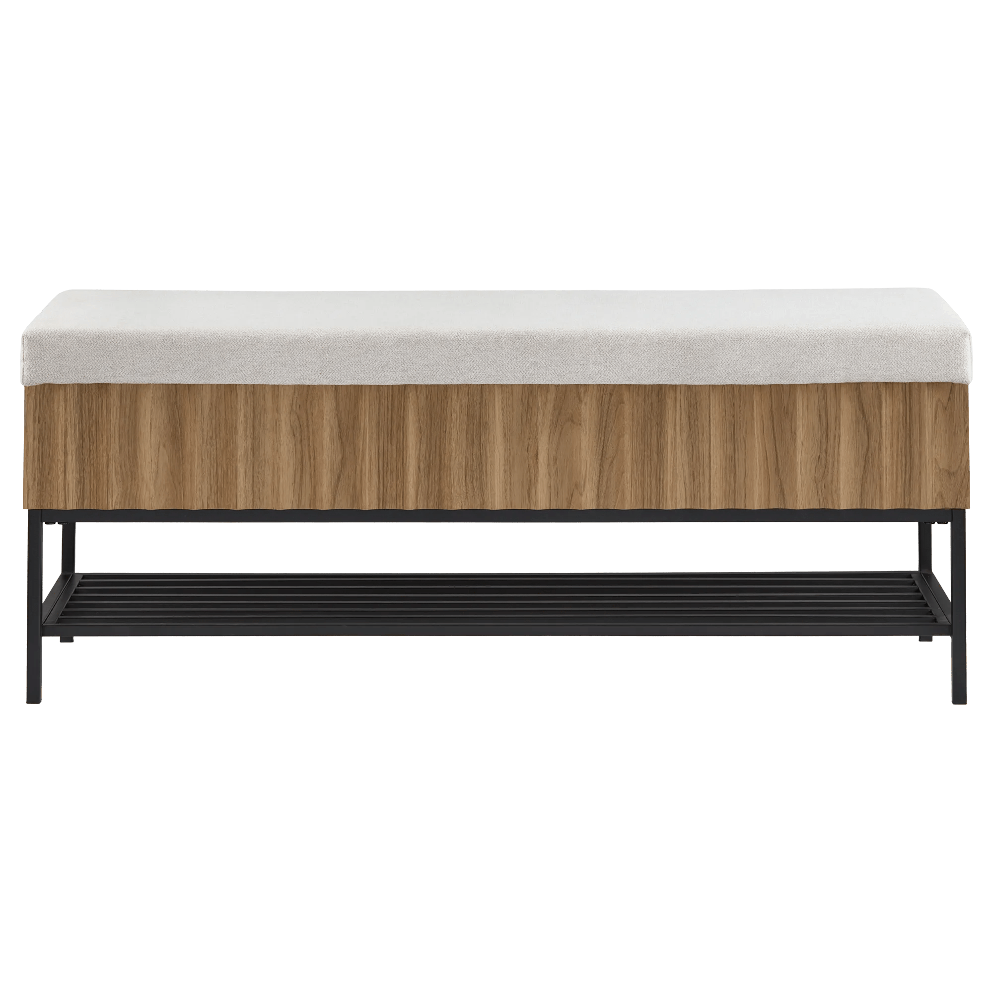 Fabric and Wood Storage Bench