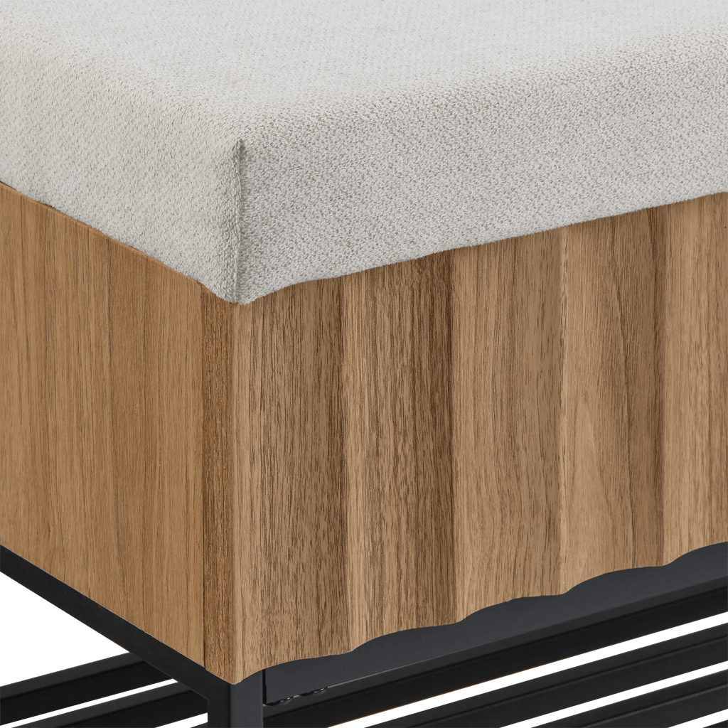 Fabric and Wood Storage Bench