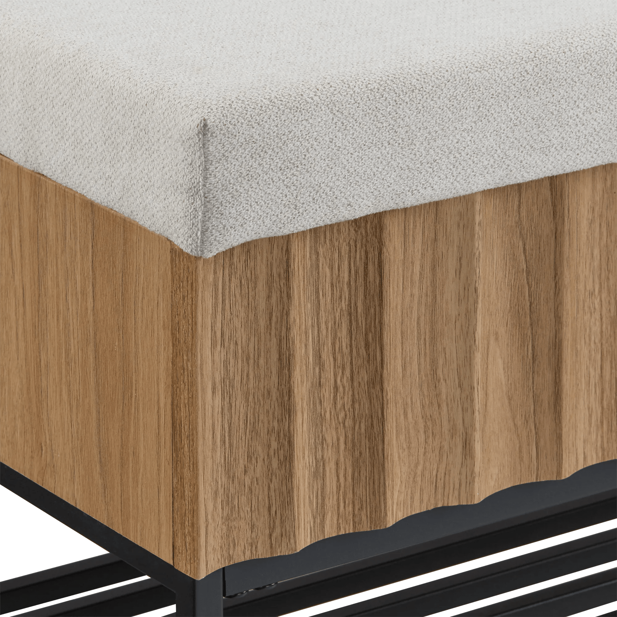 Fabric and Wood Storage Bench