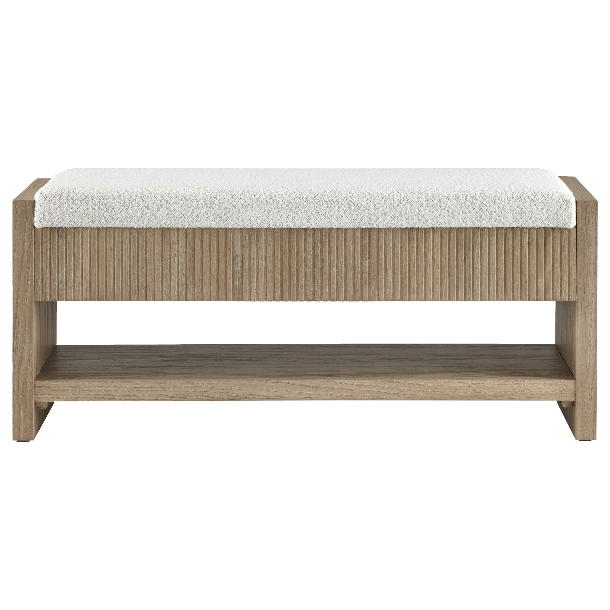 Fabric and Wood Storage Bench with Shelf