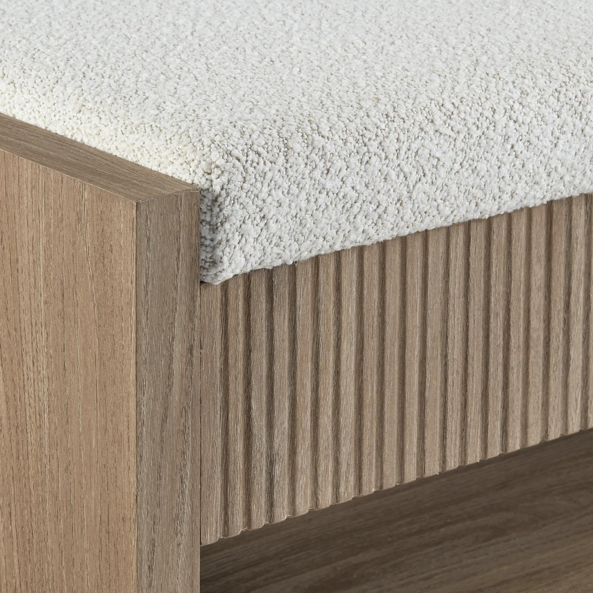 Fabric and Wood Storage Bench with Shelf