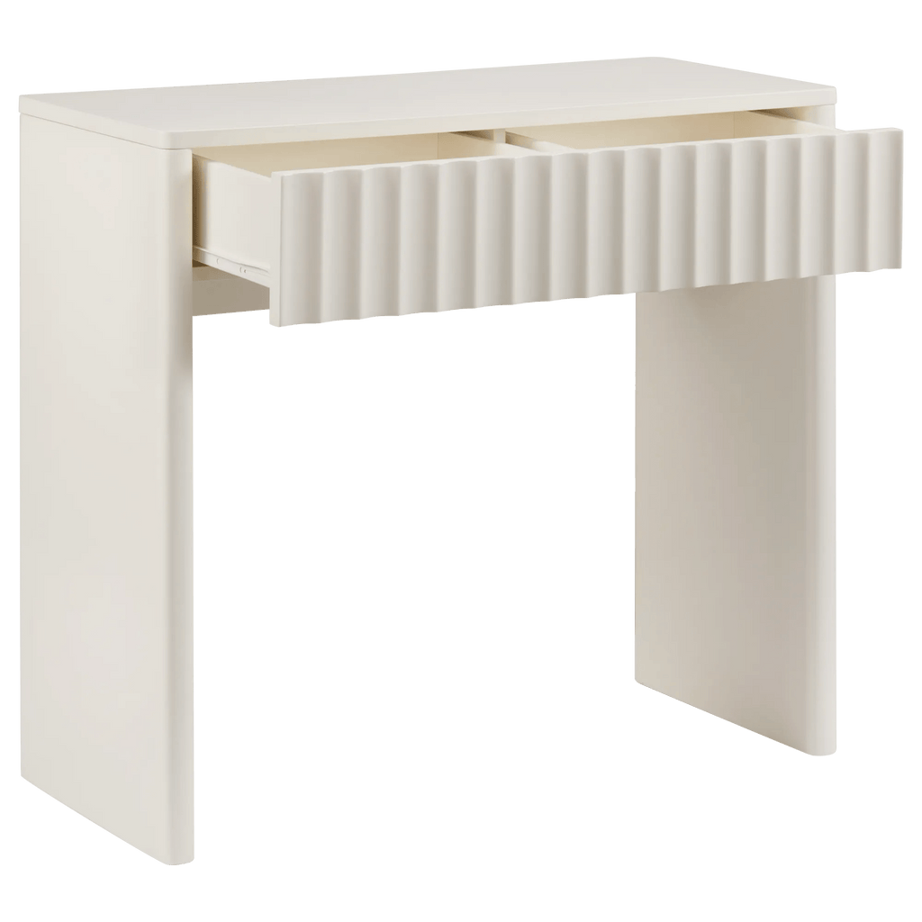 Off-White Desk with Ribbed Front