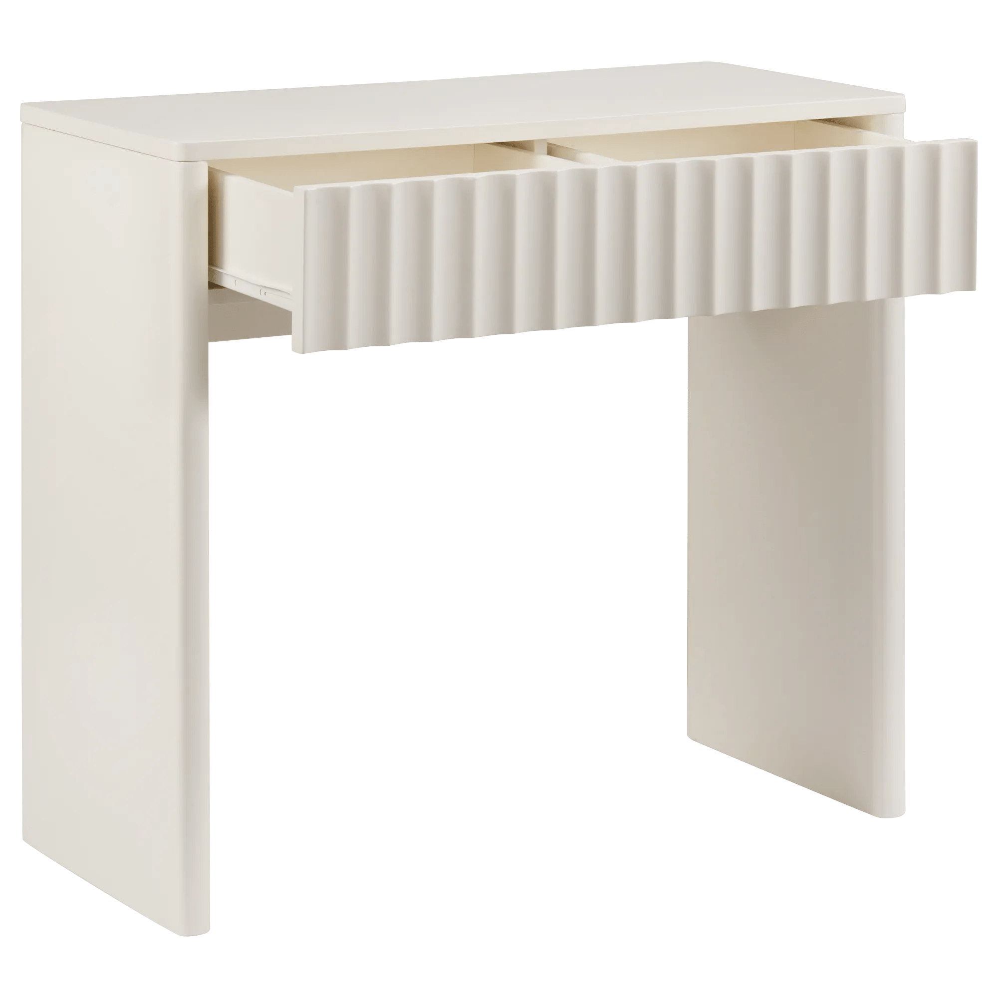 Off-White Desk with Ribbed Front