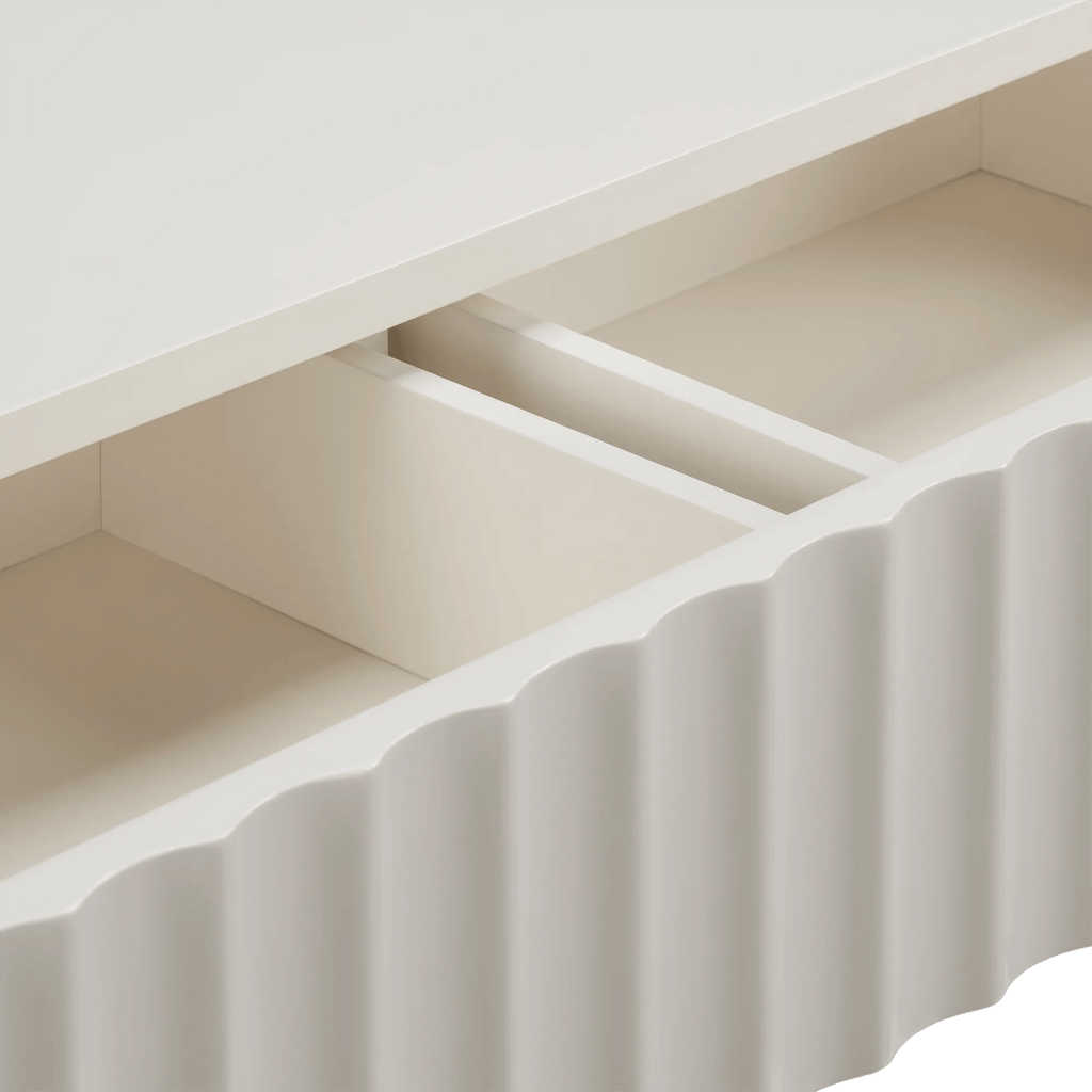 Off-White Desk with Ribbed Front