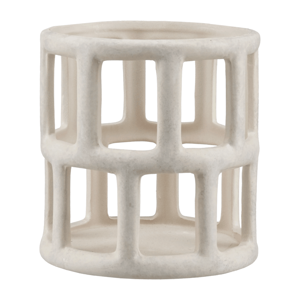 Cream Openwork Ceramic Candle Holder