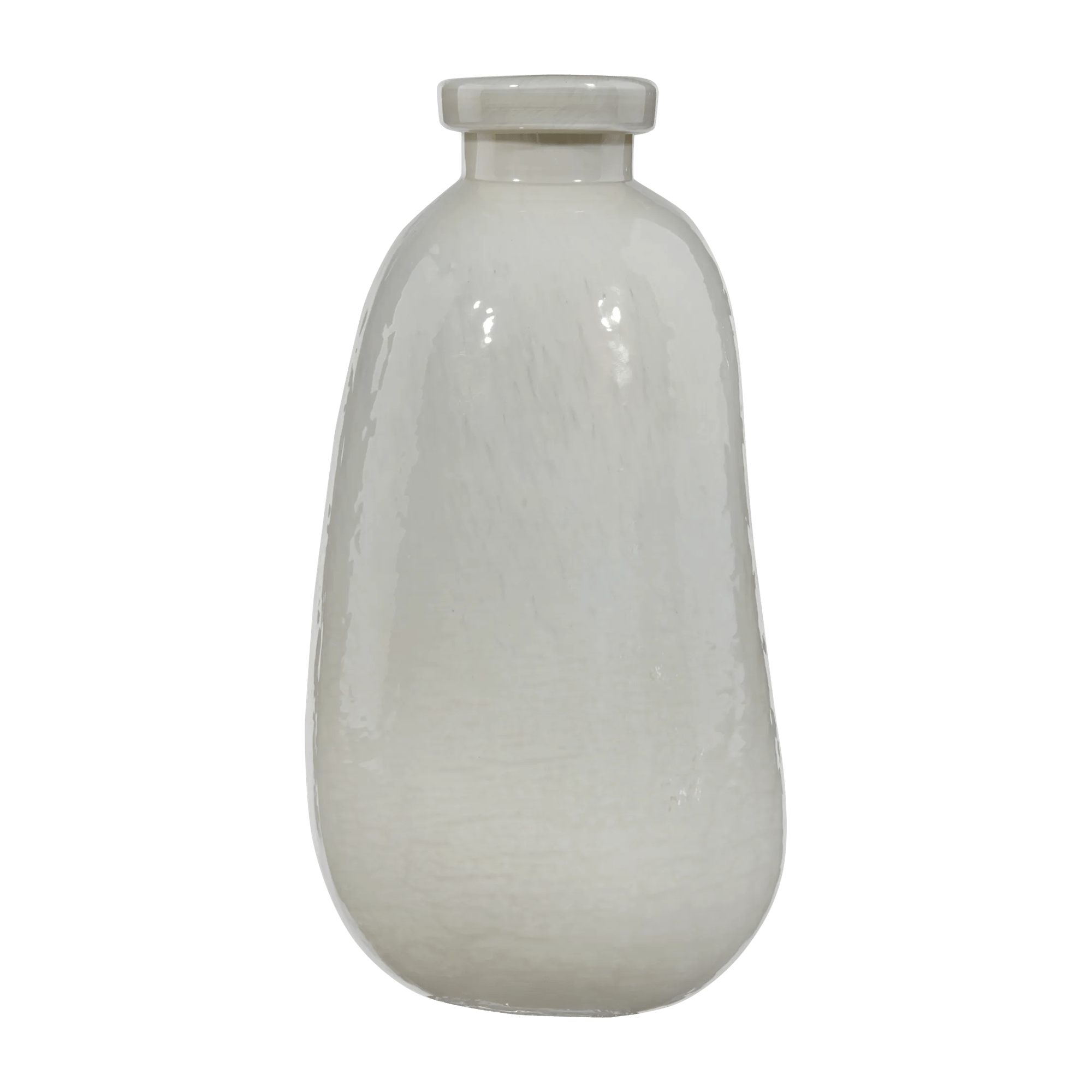 Glossy White Glass Decorative Vase