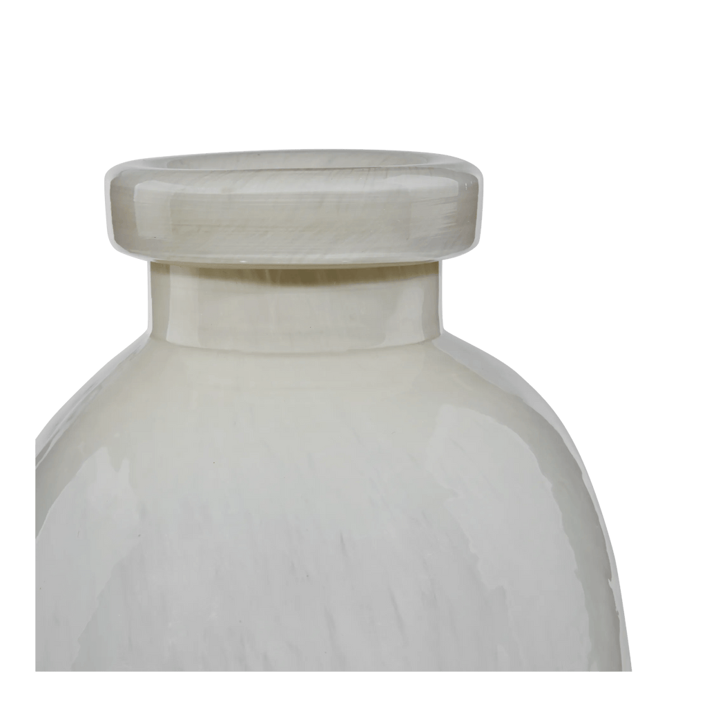 Glossy White Glass Decorative Vase