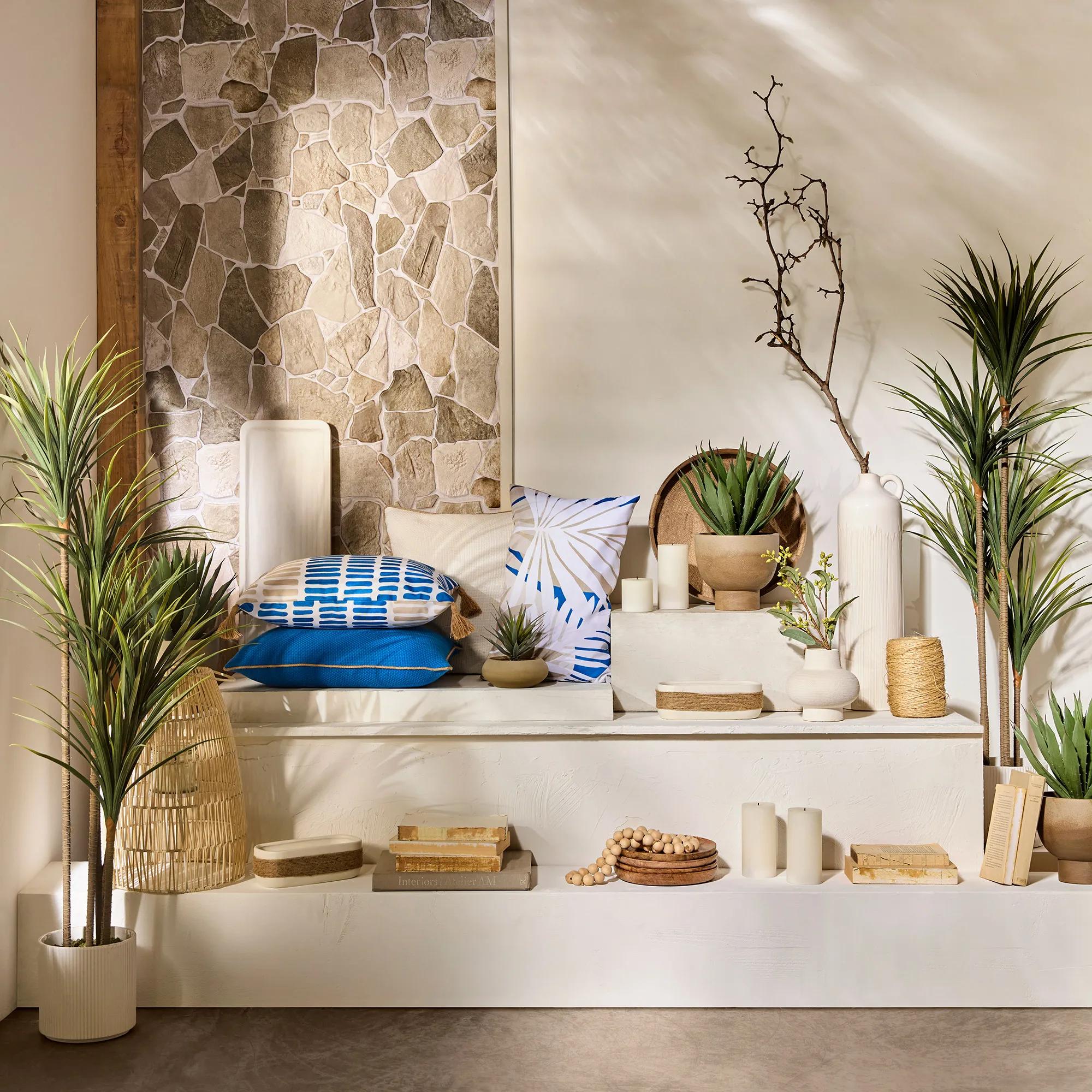 Artificial Exotic Floor Plant in White Pot