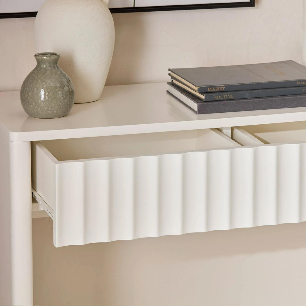 Off-White Desk with Ribbed Front