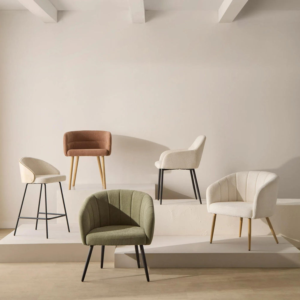 Fabric and Metal Wood Effect Accent Chair