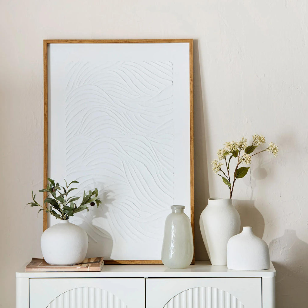Glossy White Glass Decorative Vase