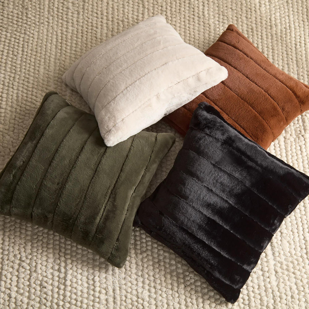 Beige Cougar Faux Fur Throw Pillow