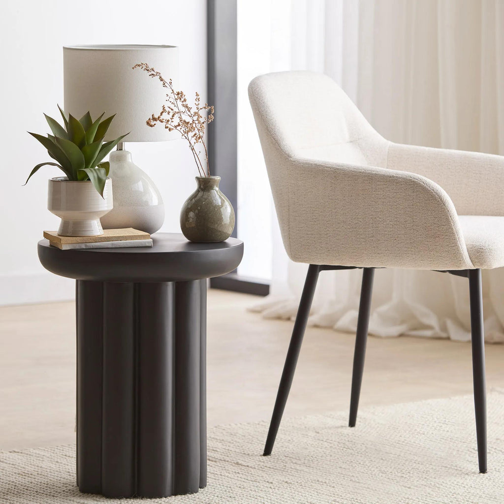 Ribbed Black Side Table