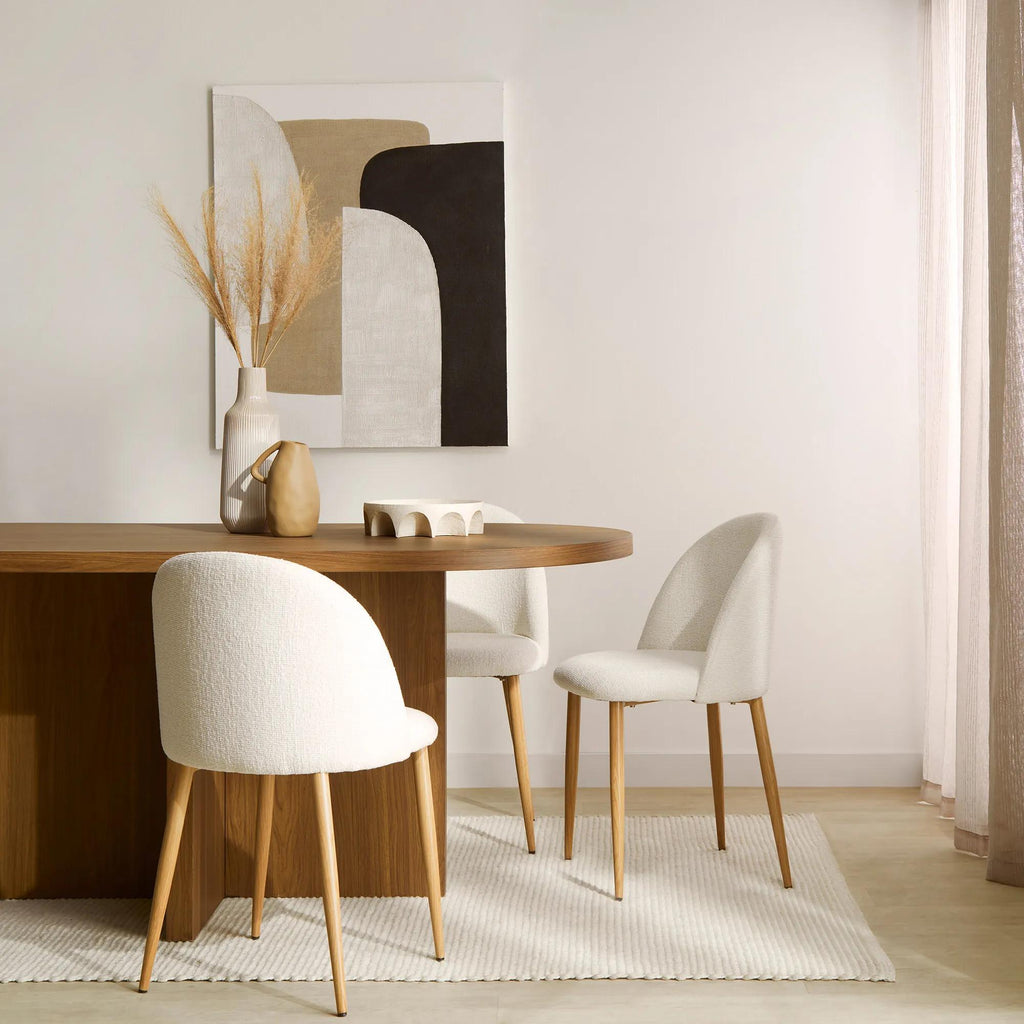 Cream Upholstered Chair with Rounded Back