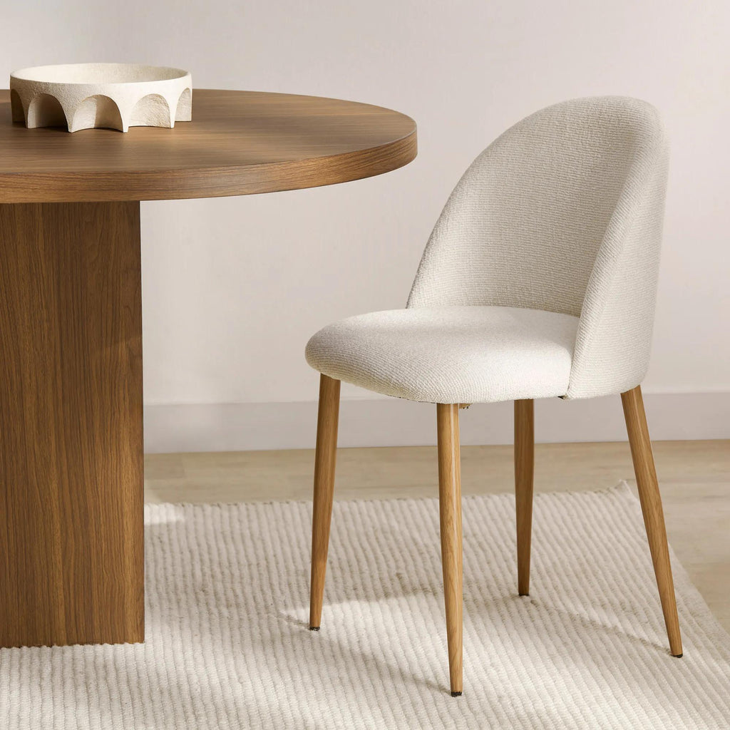 Cream Upholstered Chair with Rounded Back