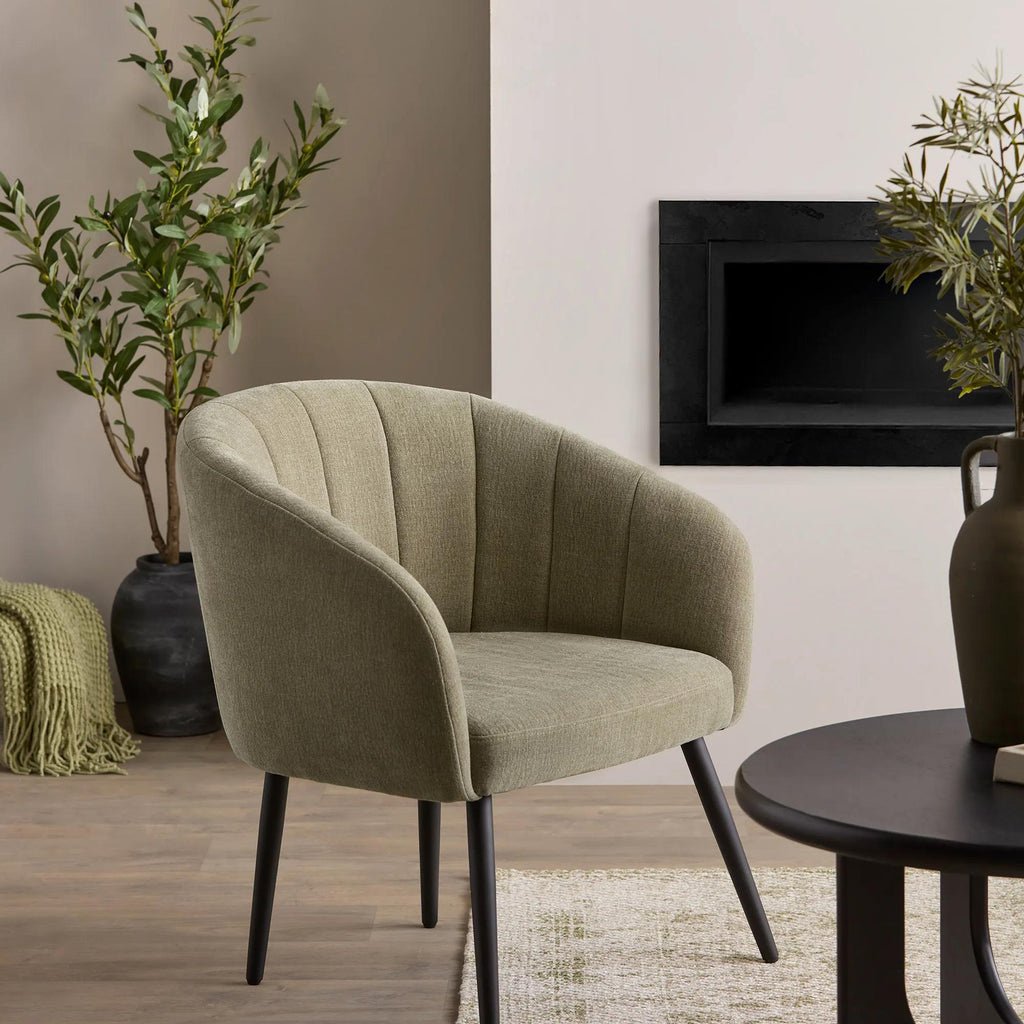 Fabric and Metal Wood Effect Accent Chair