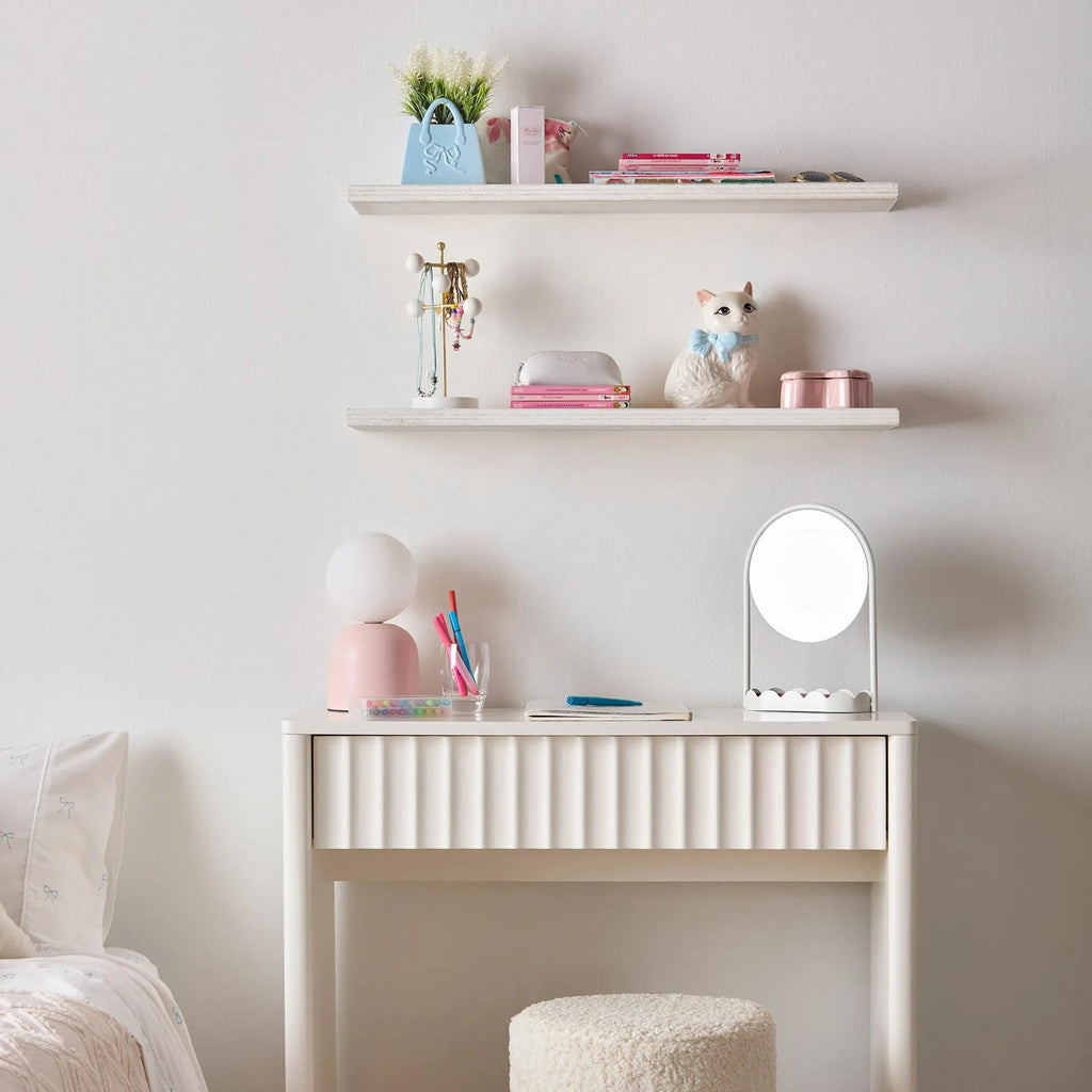 Off-White Desk with Ribbed Front