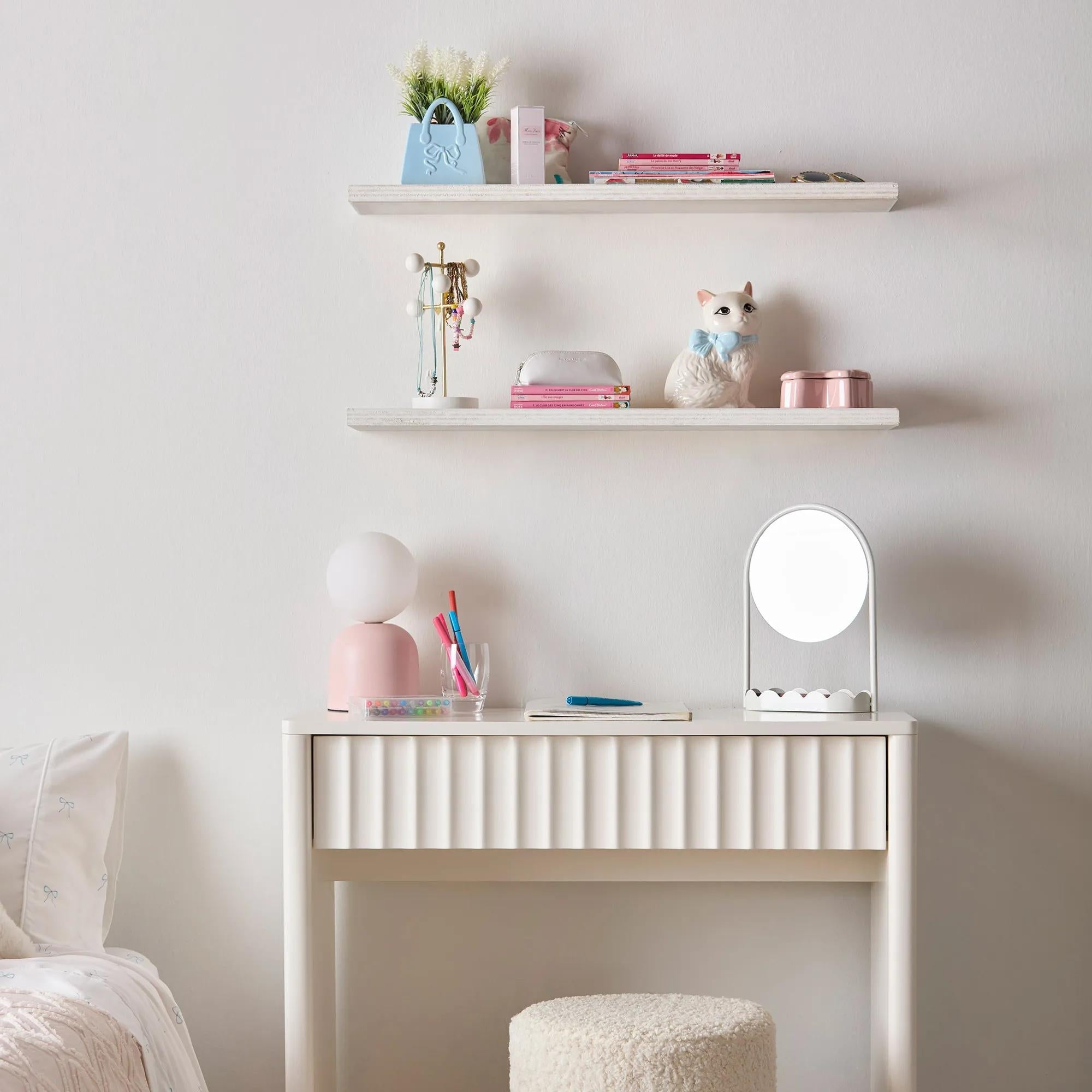 Off-White Desk with Ribbed Front