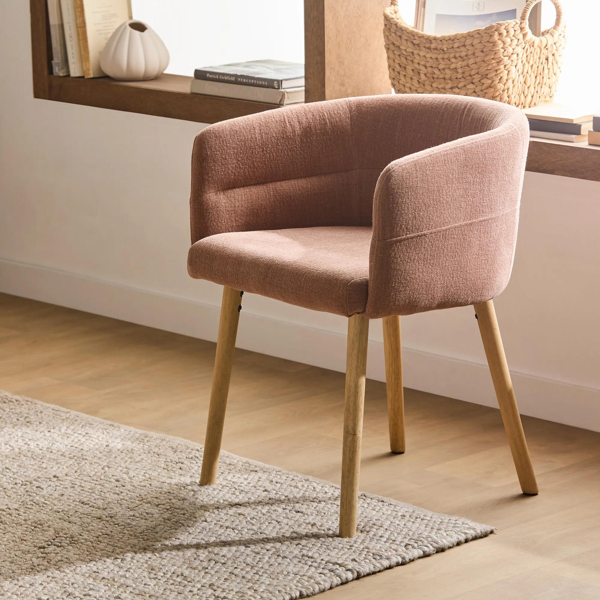 Fabric and Wood Accent Chair