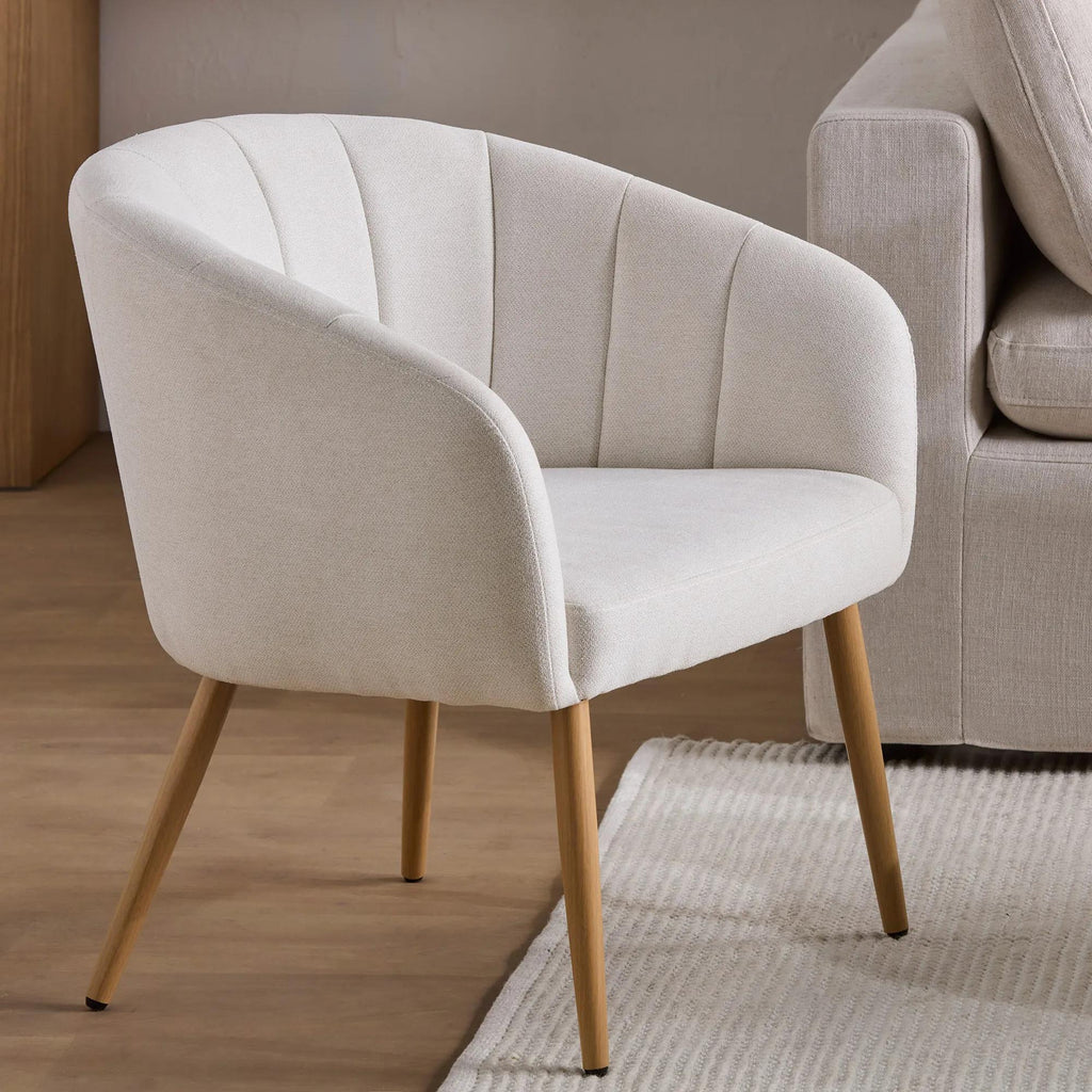 Fabric and Metal Wood Effect Accent Chair