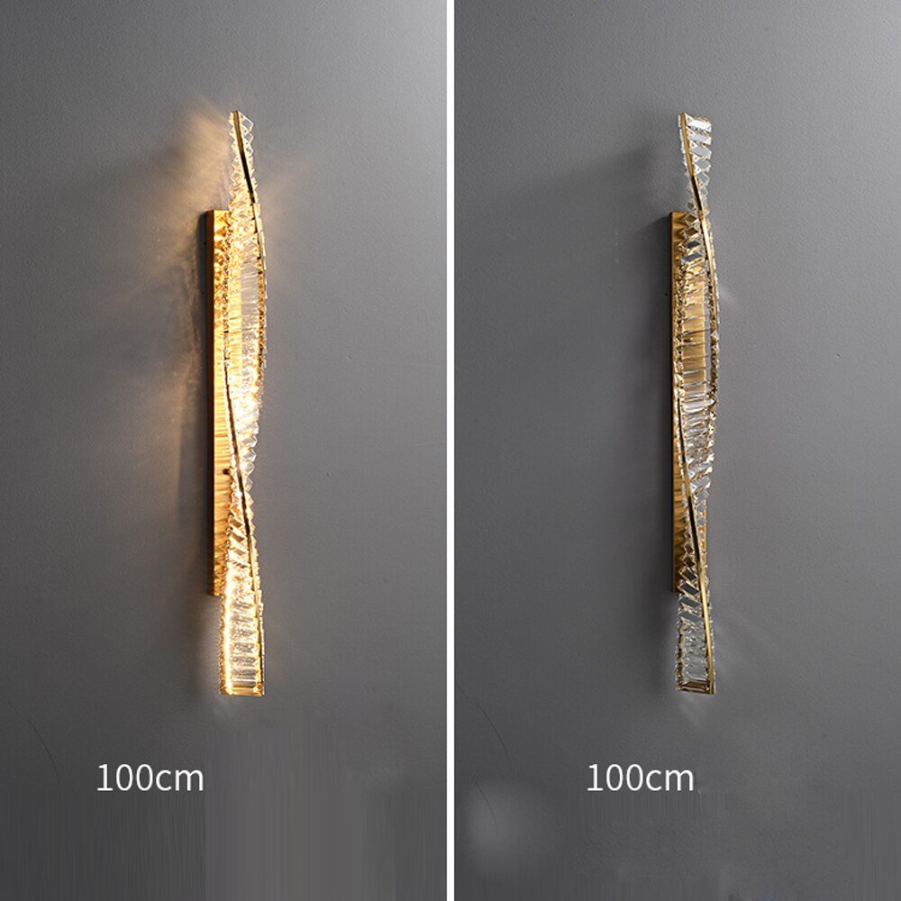 Sleek Crystal Twist LED Wall Sconce Perfect for a Living Room, Dining Room or Bedroom