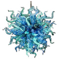 Colored Blue And Green Glass Shade Chandelier With Led Lights Handblown Venetian Glass