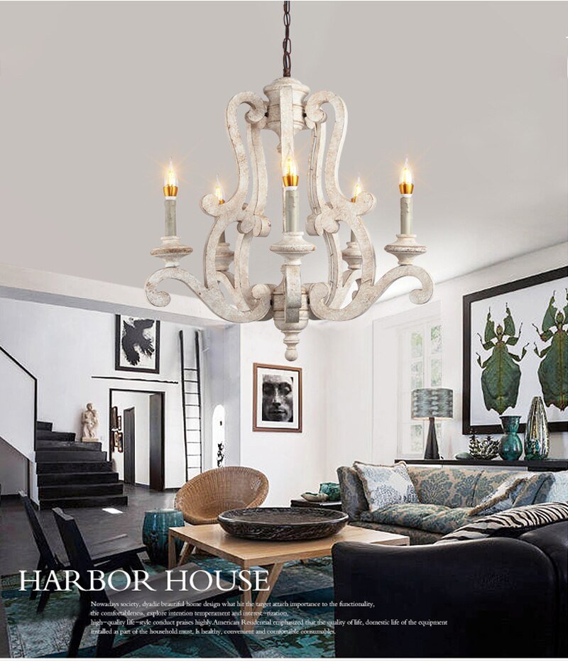 Lighting Retro Chandeliers Wooden Chandelier Light Children's room Bedroom Princess room Chandelier Home Lighting