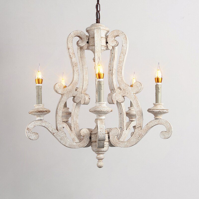 Lighting Retro Chandeliers Wooden Chandelier Light Children's room Bedroom Princess room Chandelier Home Lighting
