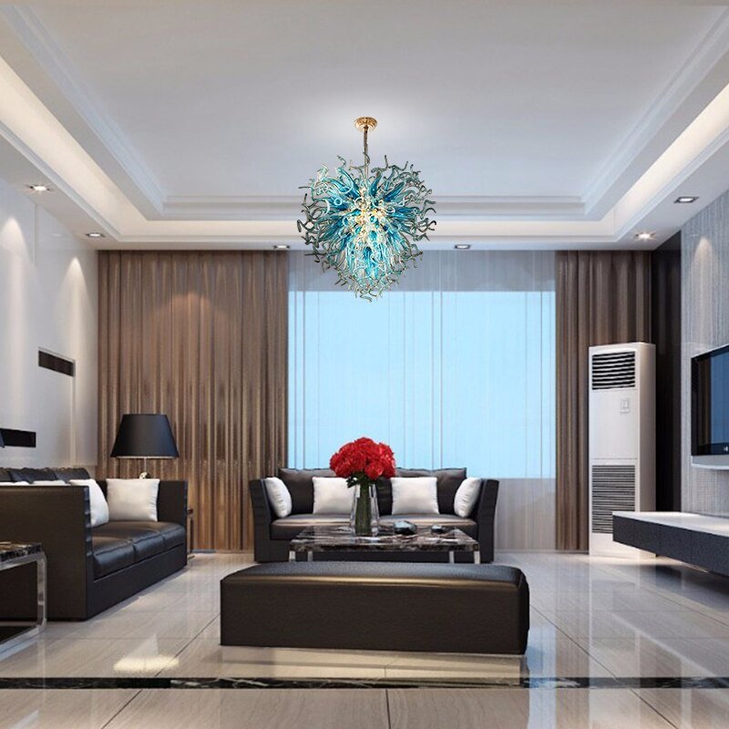 Luxury LED Hand Blown Glass Chandeliers for Living Room