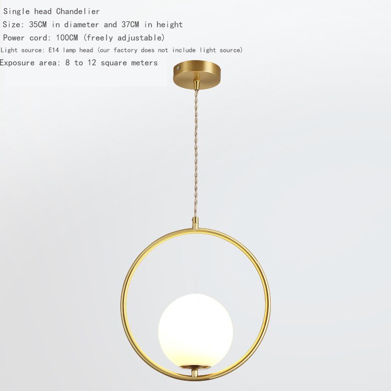 Modern Chandelier Restaurant Living Room Golden Copper Material Glass Ball Chandelier Home Lighting Restaurant Decoration