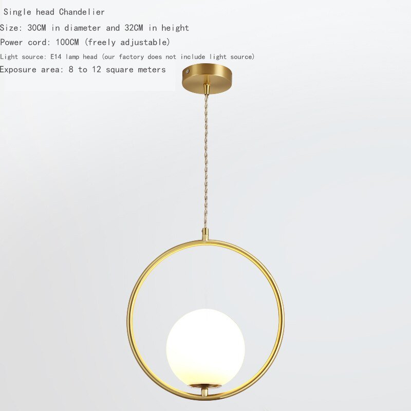 Modern Chandelier Restaurant Living Room Golden Copper Material Glass Ball Chandelier Home Lighting Restaurant Decoration