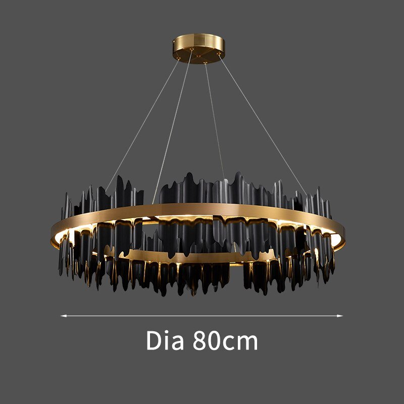 Contemporary Black and Gold Circle LED Chandelier for Living Room, Dinning, Lobby, and Hotel Lighting