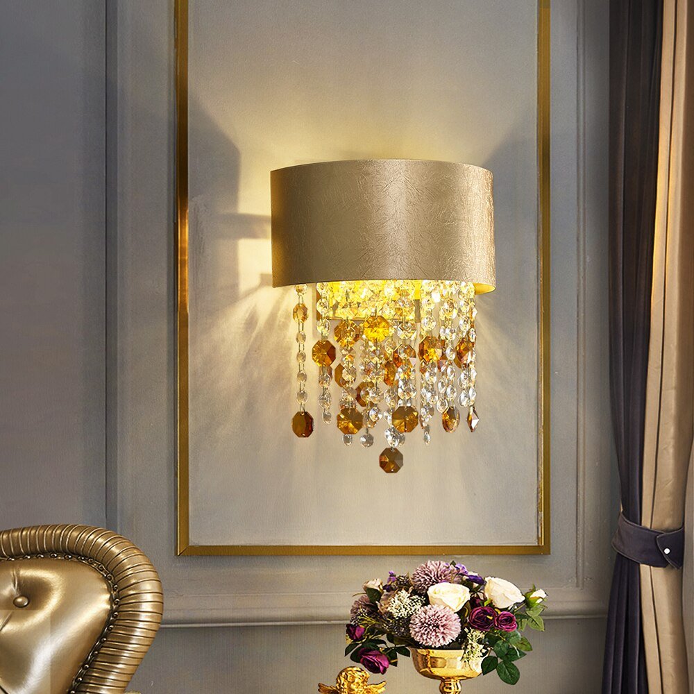 Modern Crystal Gold Wall Sconce Lamp For Bedroom Creative Home Décor Living Room Fixture