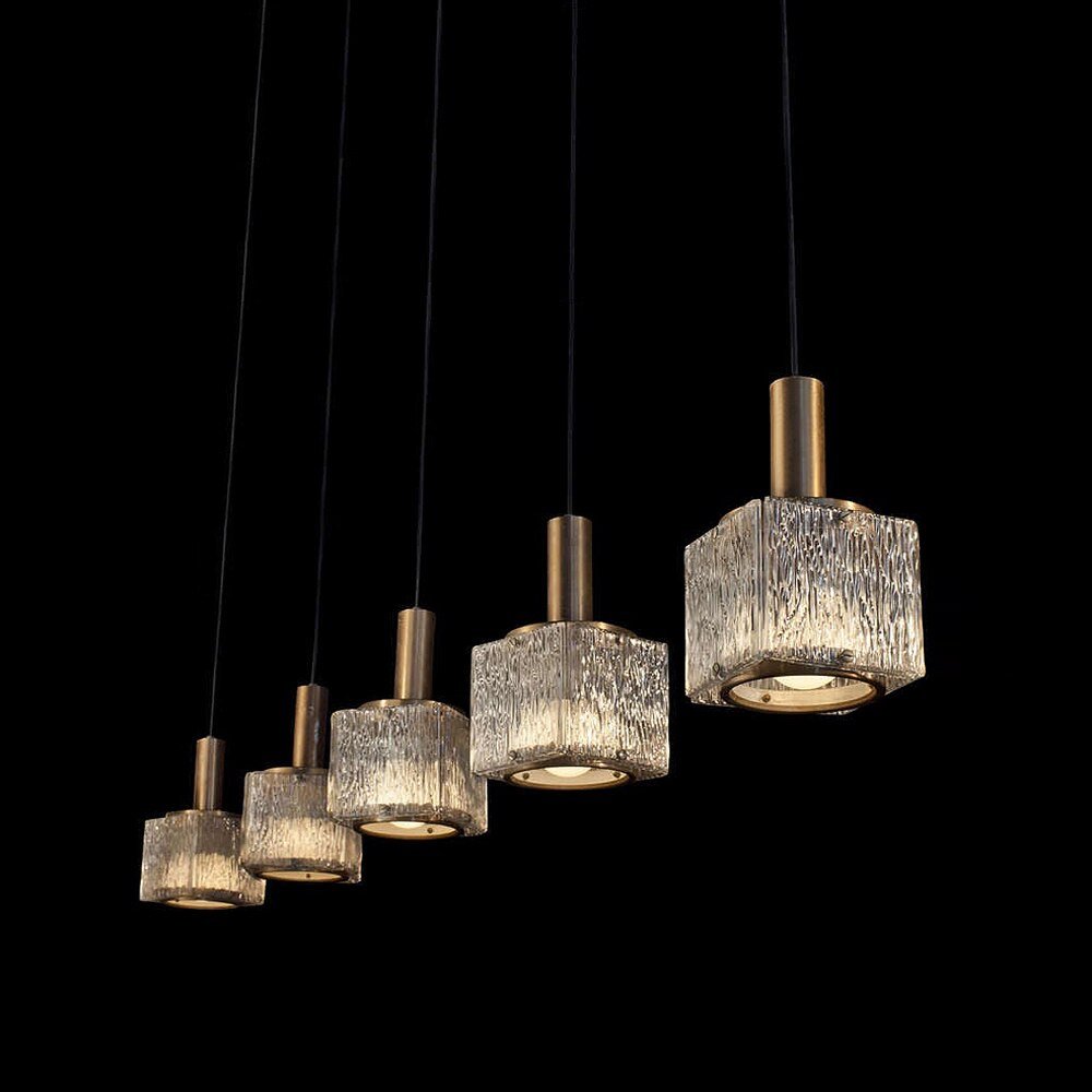 Modern Cubic Glass Pendant Lights  For Kitchen Island & Bedside