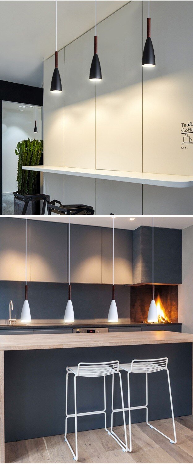 Modern Pendant Light Kitchen Hanging Lamp Dining Room Kitchen Lighting Fixture Loft Decor Wood Lamp Luminaire Lustre