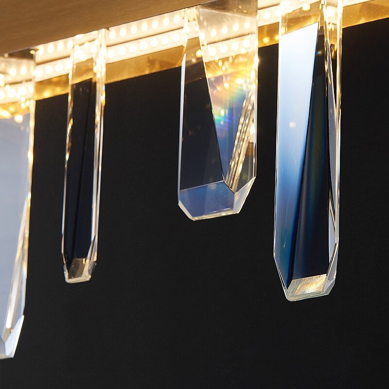 Modern Rectangle Gold Chandelier In The Living Room Dining Room Home Decoration Crystal Light Kitchen Island Indoor Lighting
