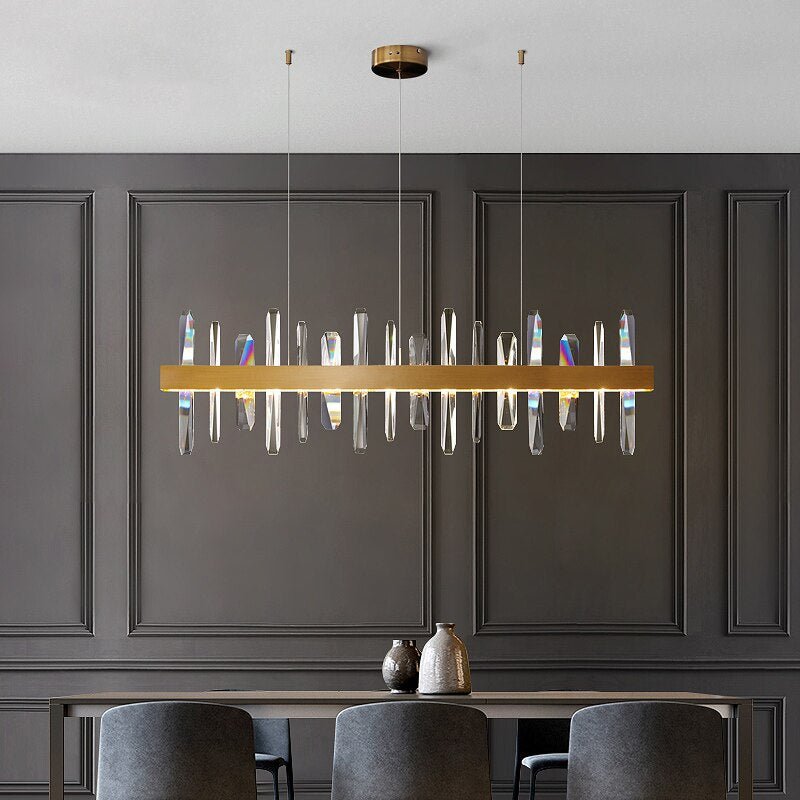 Modern Rectangle Gold Chandelier In The Living Room Dining Room Home Decoration Crystal Light Kitchen Island Indoor Lighting