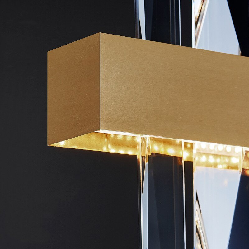 Modern Rectangle Gold Chandelier In The Living Room Dining Room Home Decoration Crystal Light Kitchen Island Indoor Lighting