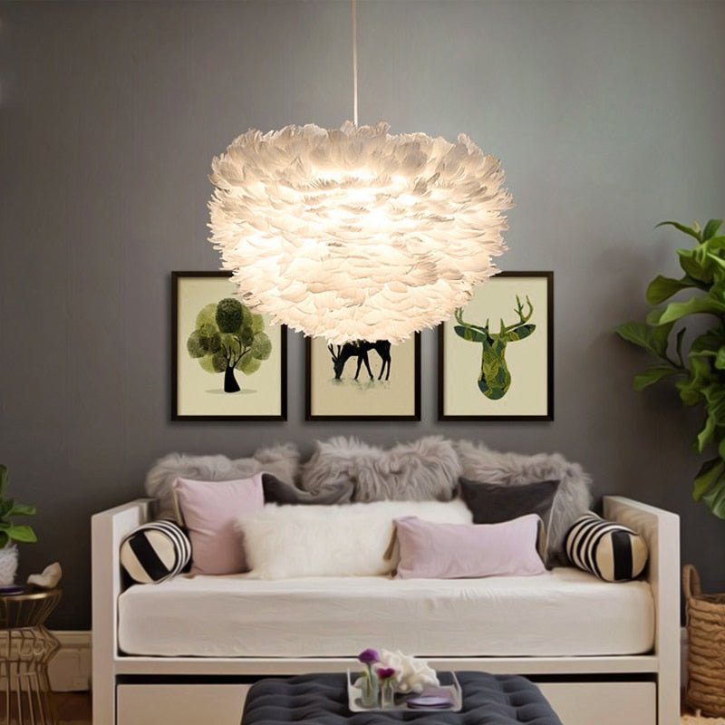 Modern Nature Goose Feather Pendant Light Perfect for a Bedroom or Cozy Sitting Area